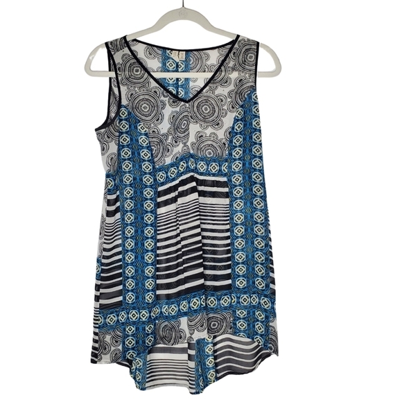 Madison Tops - Madison Blue Printed Sleeveless Top